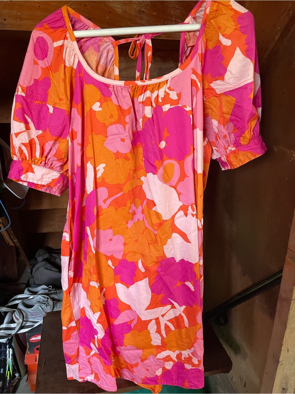 Bright Floral Tunic Dress in Hot Pink & Orange